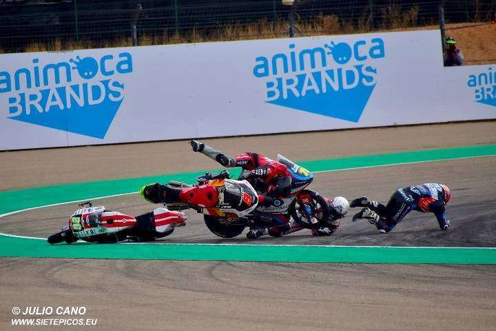 Aragón un Gran Premio con muchas caídas